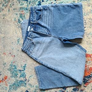 Two Tone Wide Leg Jeans